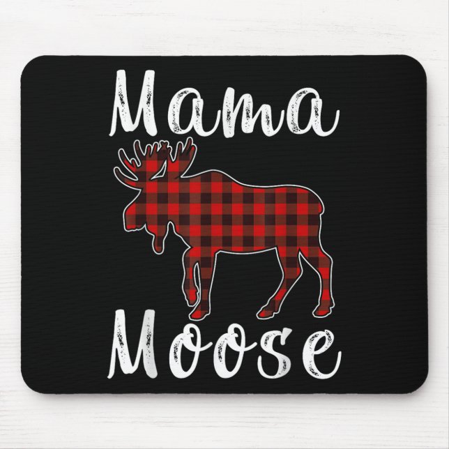 Tapis De Souris Mama Moose Family Christmas Pajama Red&amp; Black  (Devant)