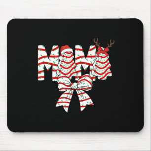 Tapis De Souris Mama Noël Arbre gâteau Motif Coquette Bow Xmas