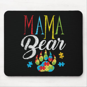 Tapis De Souris Mama ours autism Pièce de puzzle Enfant Grunge Aut