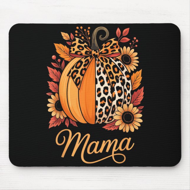 Tapis De Souris Mama Thanksgiving Leopard Pumpkin Sunflower Coquet (Devant)