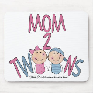 Tapis De Souris Maman 2 jumeaux garçon et fille
