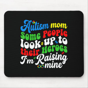 Tapis De Souris Maman autiste élevant mon héros groovy rétro puzzl