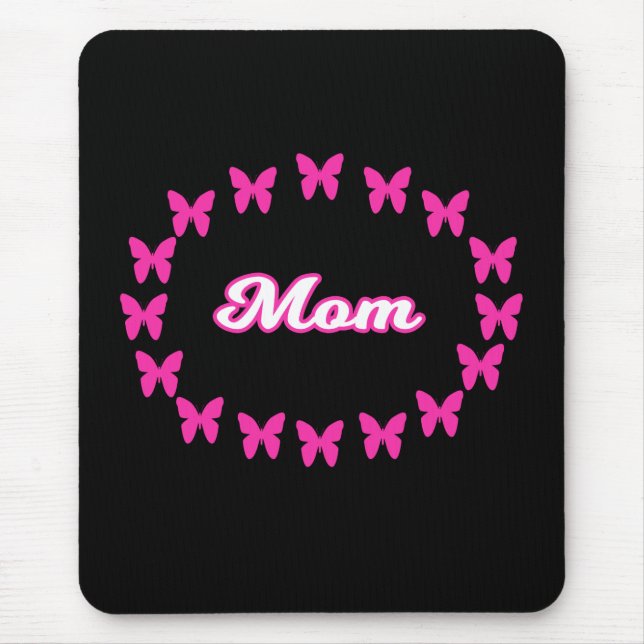 Tapis de souris maman avec papillons roses mignons (Devant)