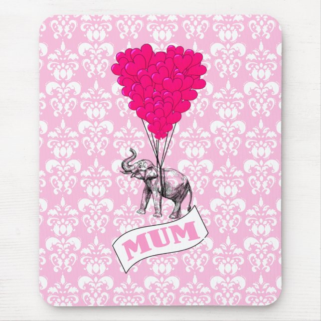 Tapis De Souris Maman avec un éléphant rose (Devant)