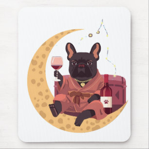 Tapis De Souris Maman Bouledogue Français Soirée Vin