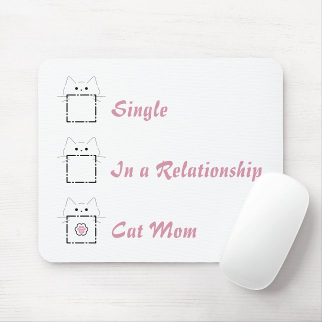 Tapis De Souris Maman Chat Chat Mignon Blanc & Rose (Avec souris)
