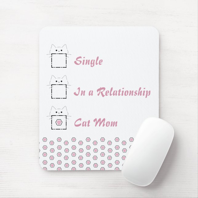Tapis De Souris Maman Chat Chat Mignon Patte Blanche & Rose (Avec souris)