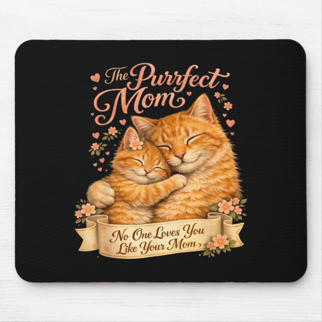 Tapis De Souris Maman Chat Mignon Conception Fête Des Mères Maman  (Devant)