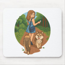 Maman Chien Mignon Marchant avec des Chiots sur un
