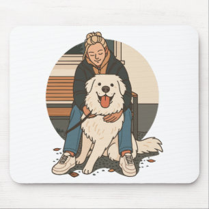 Tapis De Souris Maman Chien qui Sert son Chiot Fluffy - Moment de