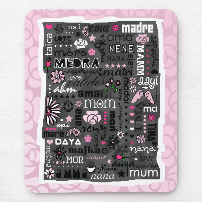 TAPIS DE SOURIS MAMAN DANS DIFFÉRENTES LANGUES MOUSEPAD (Devant)