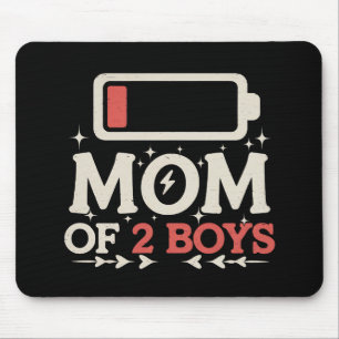 Tapis De Souris Maman de 2 garçons batterie faible Mère drôle de l