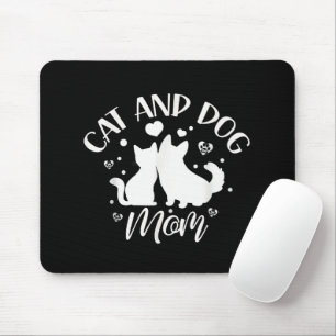 Tapis De Souris Maman de Chien et Chat Fille Amoureuse Chiens Chat