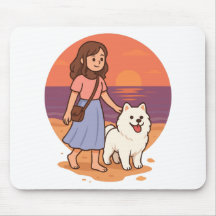 Maman de Chien Mignon Marchant avec son Toutou Flu
