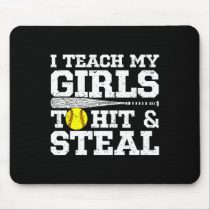 Tapis De Souris Maman de softball drôle j'apprends à mes filles à 