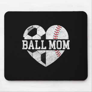 Tapis De Souris Maman Des Deux Coeurs Soccer Baseball Sport Maman