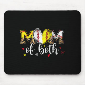 Tapis De Souris Maman Des Deux De Baseball Softball Heart Leopard