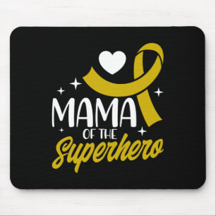 Tapis De Souris Maman Du Cancer De L'Enfance D'Un Ruban Superhéros