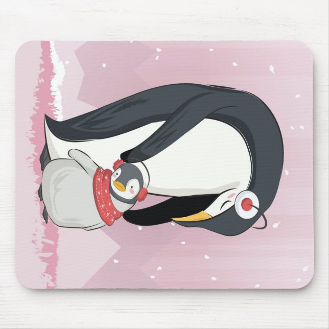 Tapis De Souris Maman Et Bébé Penguin | Cadeaux Pour Bébé (Devant)