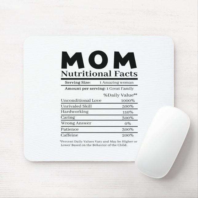 Tapis De Souris Maman Faits nutritionnels (Avec souris)