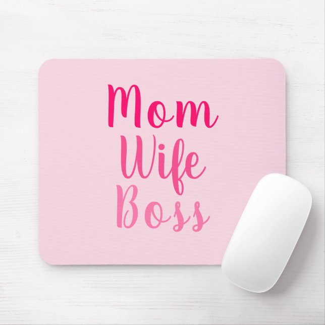 Tapis De Souris Maman Femme Boss rose script personnalisé élégant  (Avec souris)