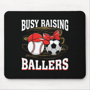 Tapis De Souris Maman foot baseball occupée à élever des ballers l