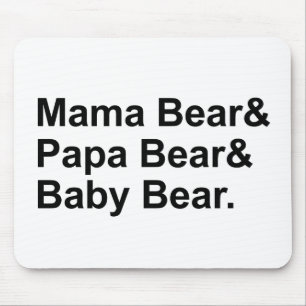Tapis De Souris Maman Ours, Papa Ours, Bébé Ours   Boucle d'or