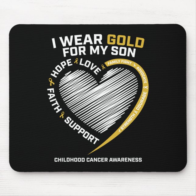Tapis De Souris Maman Papa I Wear Gold For My Son Childhood Cancer (Devant)