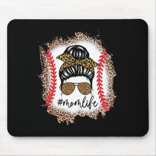 Tapis De Souris Maman Vie Baseball Maman Messy Bun Leopard Basebal