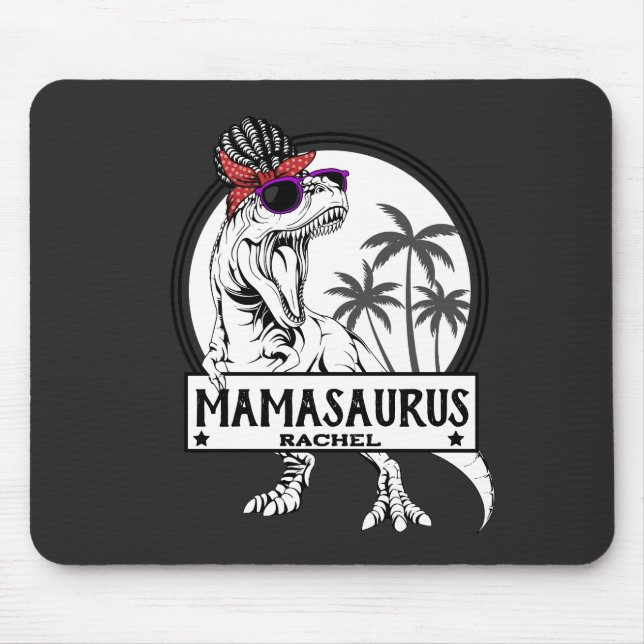 Tapis De Souris Mamasaurus Mom T rex Dino Funny Nom personnalisé (Devant)