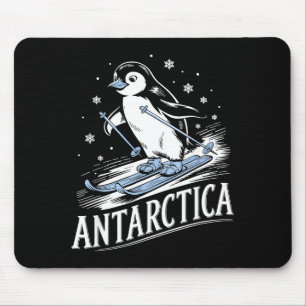 Tapis De Souris Manchot drôle de ski antarctique vacances d'hiver