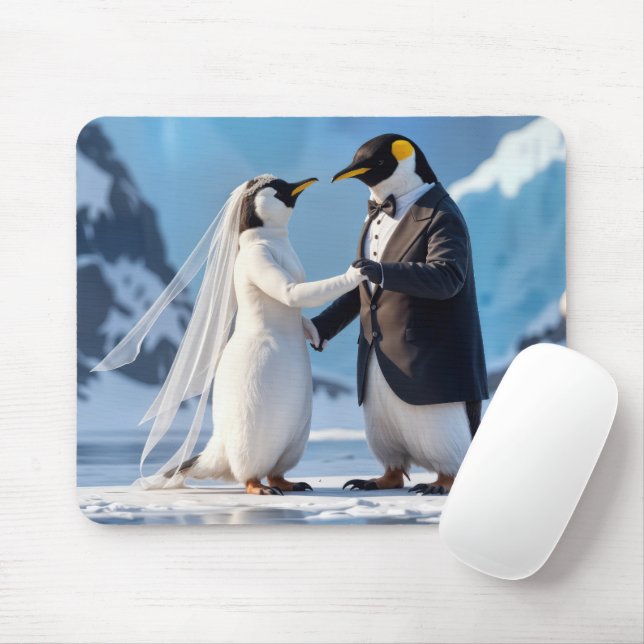 Tapis De Souris Manchots mariés sur un iceberg (Avec souris)