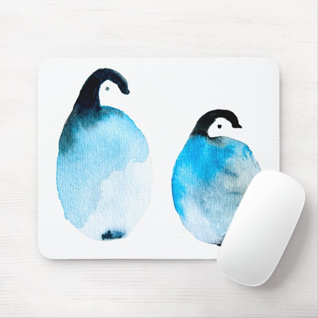 Tapis De Souris Manchots mignons aquarelle (Avec souris)