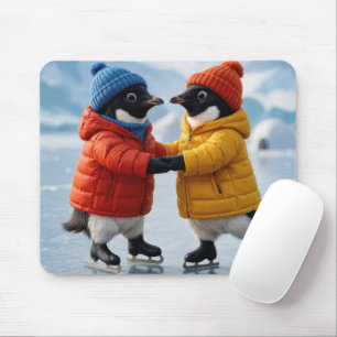 Tapis De Souris Manchots patinant sur glace