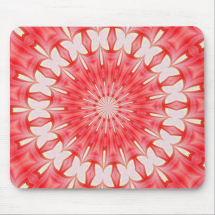 Tapis De Souris Mandala à motif de papillon blanc et rouge en étoi