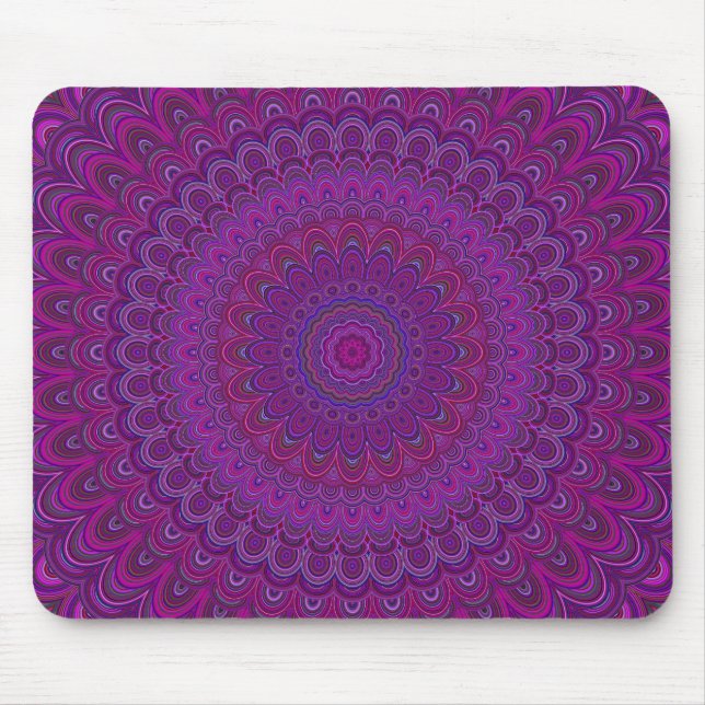 Tapis De Souris Mandala aux fleurs violettes (Devant)