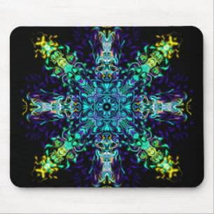 Tapis De Souris Mandala bohémien psychedélique vert sarcelle