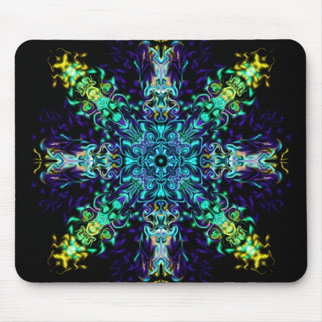 Tapis De Souris Mandala bohémien psychedélique vert sarcelle (Devant)