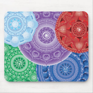 Tapis De Souris Mandala Collage multicolore Mandala cinq éléments