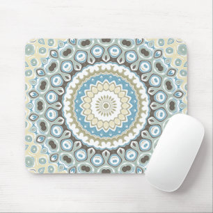 Tapis De Souris Mandala côtier dans des tons de sable, de bleu et