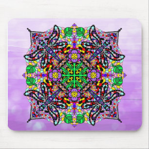 Tapis De Souris Mandala couleur violet dragonfly