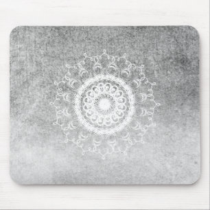 Tapis De Souris Mandala Damask Aquarelle Yoga Noir et Blanc