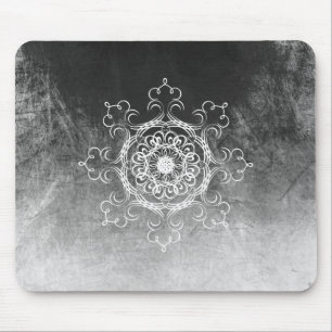 Tapis De Souris Mandala Damask Aquarelle Yoga Noir et Blanc