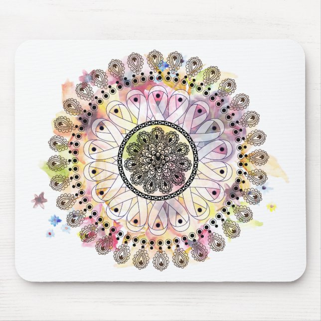 Tapis De Souris Mandala d'aquarelle (Devant)