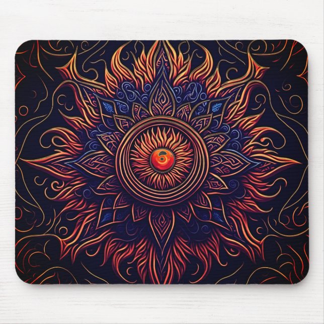 Tapis De Souris Mandala de l'oeil flamboyant spirituel (Devant)