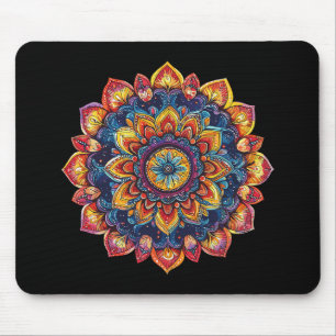 Tapis De Souris Mandala de lotus sacré de style festival hippie
