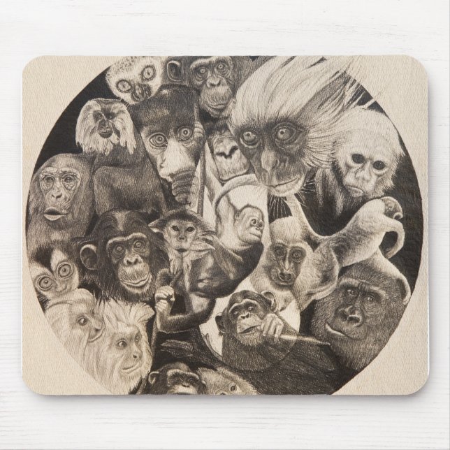 Tapis De Souris Mandala de singe de Calley (Devant)