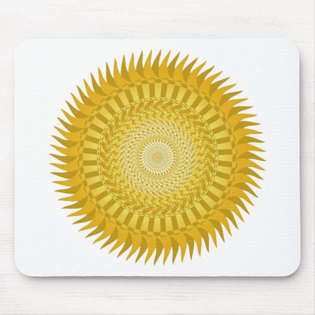 Tapis De Souris Mandala du Soleil en Jaune (Devant)