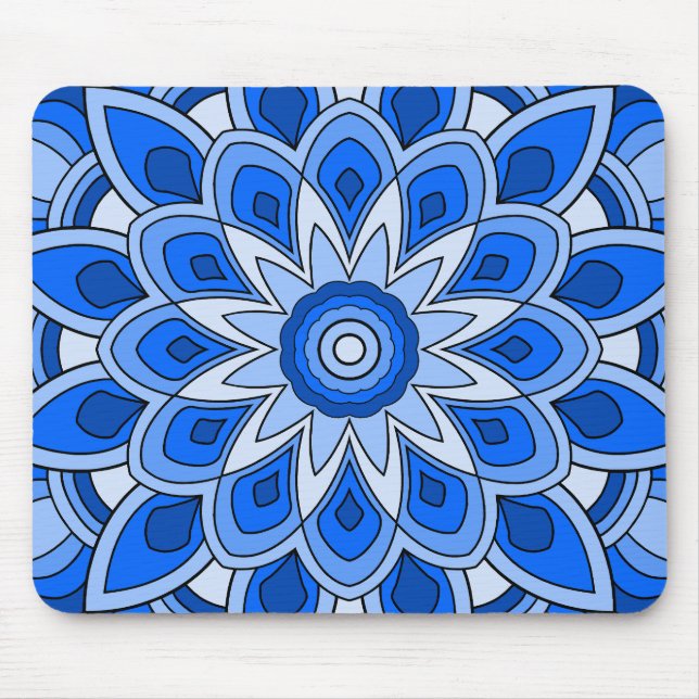 Tapis De Souris Mandala en bleu (Devant)