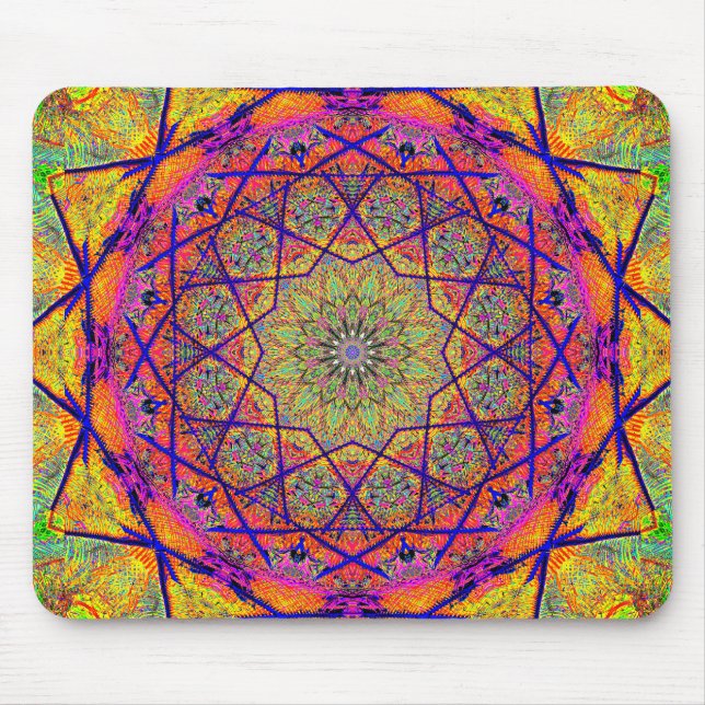 Tapis De Souris Mandala Fractal Star | Psychedelic (Devant)